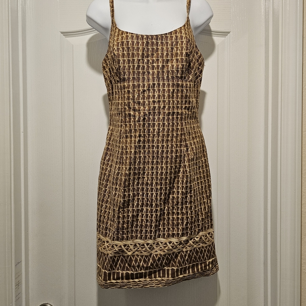 Vintage Mark E. Mini Dress Boho Rattan Chain Weave Pattern